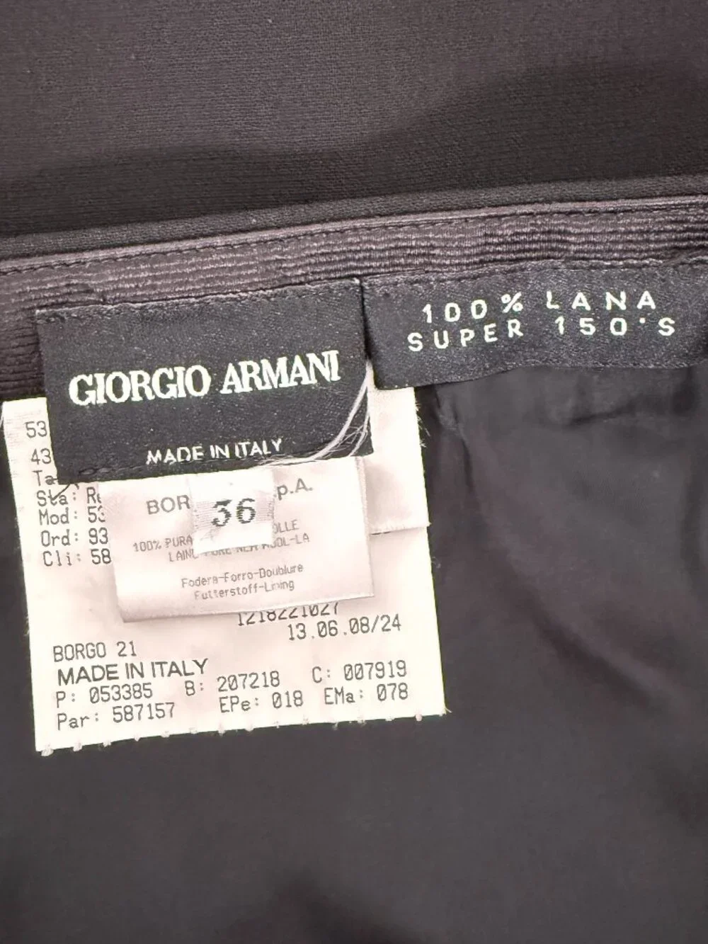 Giorgio Armani Wool Black 2-Pc Corporate Luxury Suit Set 36-38/XXS-XS - Picture 13 of 16